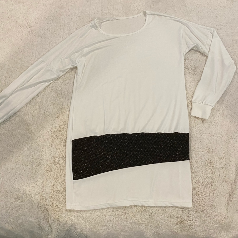 White Tunic Gold Stripe